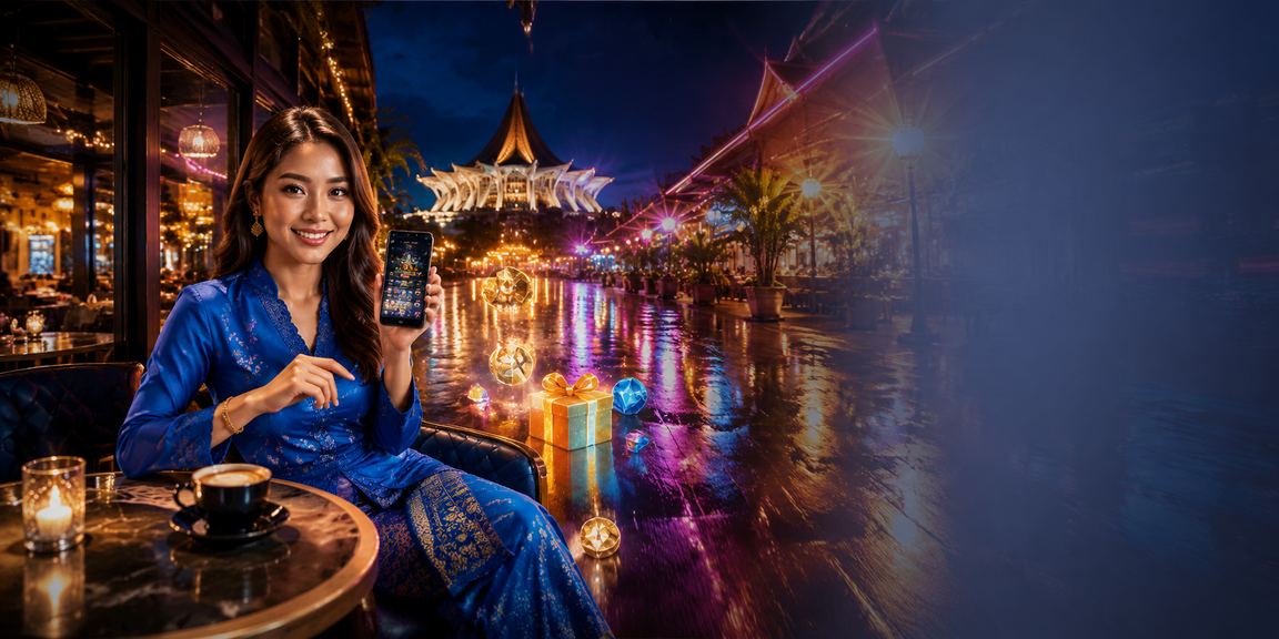 Pengguna Sarawak mengakses promosi casino mudah alih dengan pakaian tradisional baju kurung